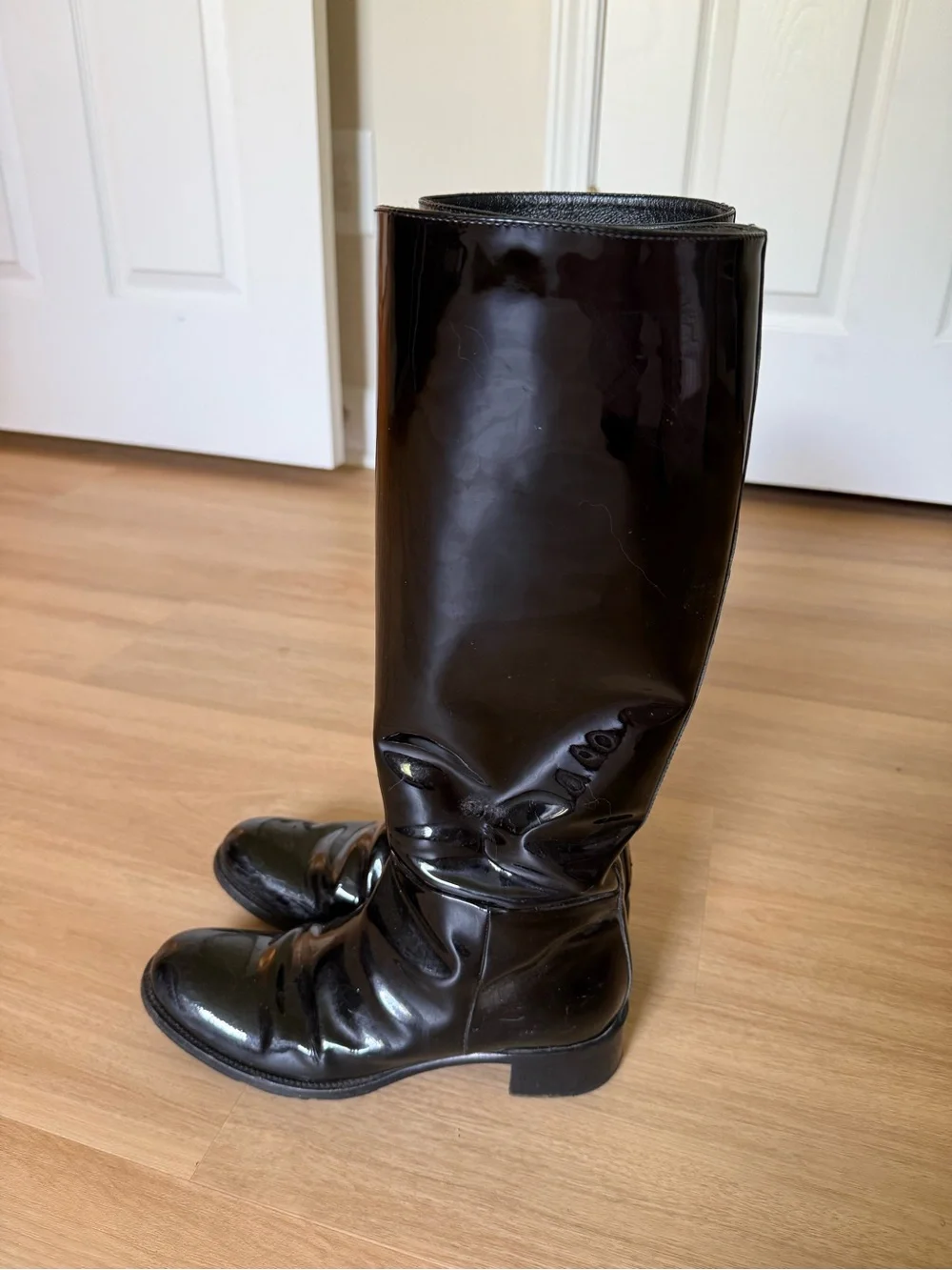 Prada Black Patent Knee-High Women's Boots